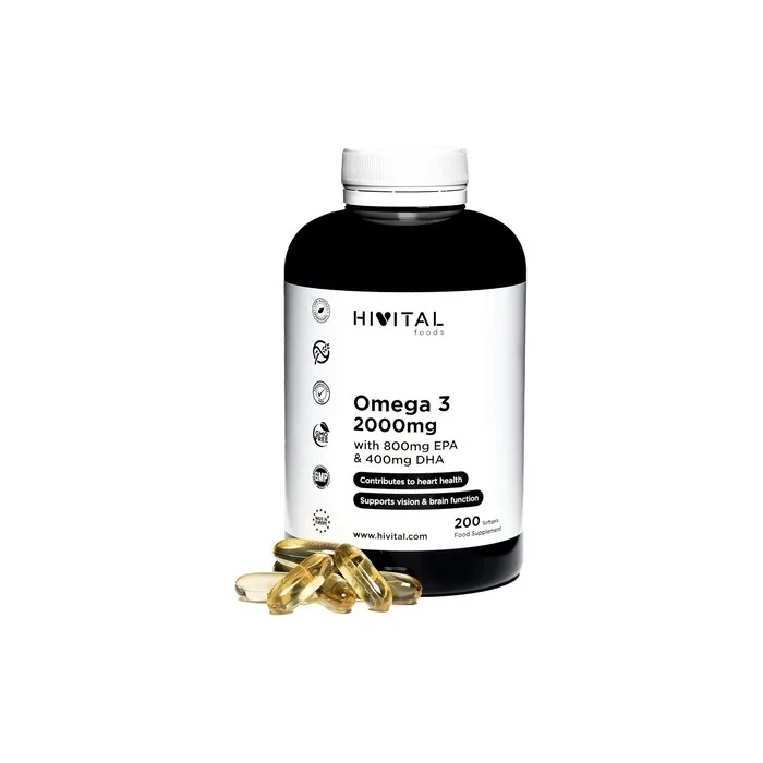 Omega 3 2000mg 200 Capsules With 800mg Epa 400mg Dha And Natural Vitamin E Spanish Fish Oil For Heart Brain And Eye Health