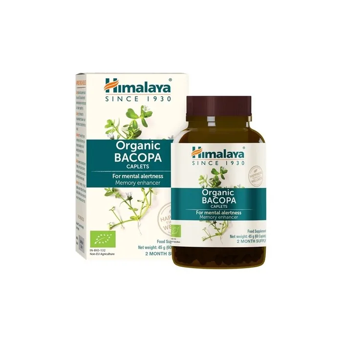 Himalaya Organic Bacopa Herbal Supplement 120 Caplets - Pack of 2