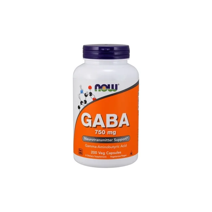 NOW Foods GABA 750mg Vegetable Capsules 200 Count