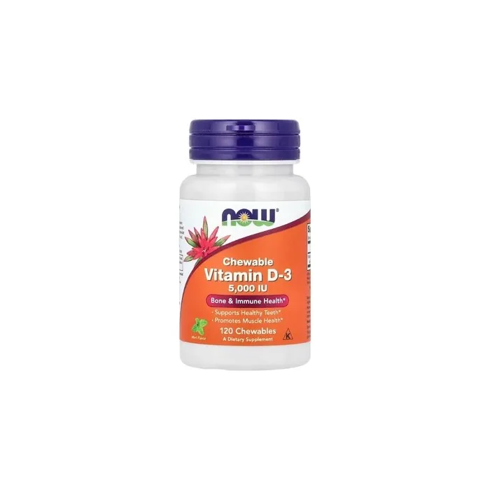 NOW Foods Vitamin D-3 Chewable 5000 IU 120 Chewables