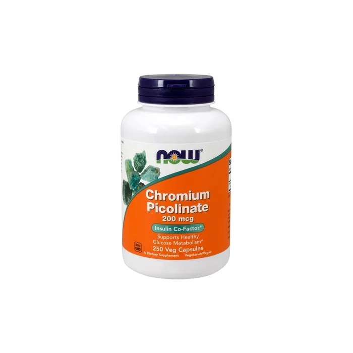 NOW Foods Chromium Picolinate 200mcg 250 Vegetable Capsules