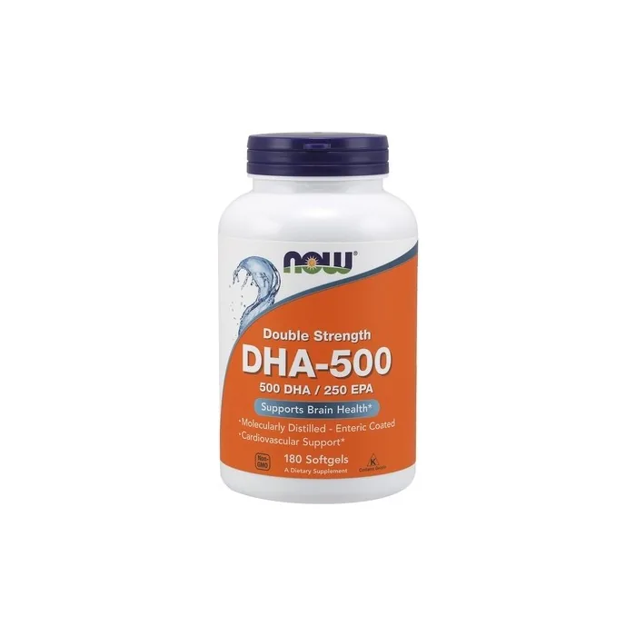 NOW Foods DHA-500 Omega-3 Supplement 500mg DHA 250mg EPA 180 Softgels