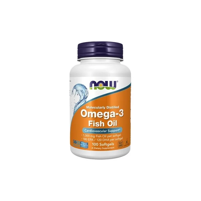 NOW Foods Omega-3 Fish Oil Molecularly Distilled 1000mg 100 Softgels