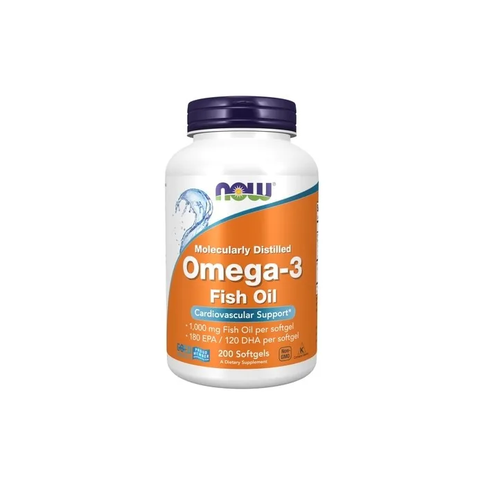 NOW Foods Omega-3 Fish Oil Molecularly Distilled 200 Softgels