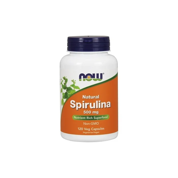 NOW Foods Spirulina Natural 500mg 120 Vegetarian Capsules