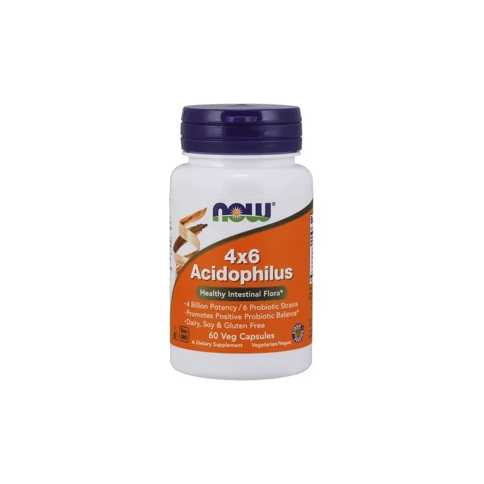 NOW Foods Acidophilus 4X6 Probiotic Supplement 60 Vegetable Capsules