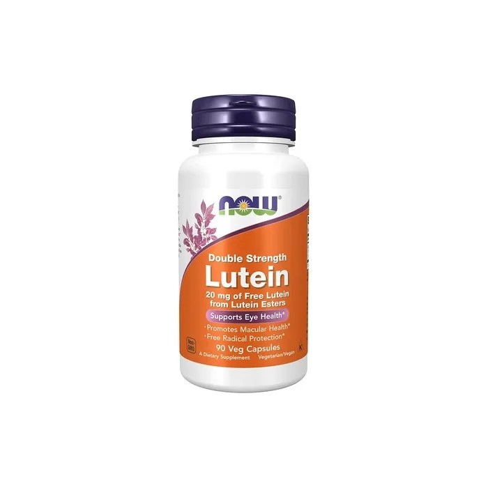 NOW Supplements Lutein 20mg with Free Lutein from Lutein Esters 90 Veg Capsules
