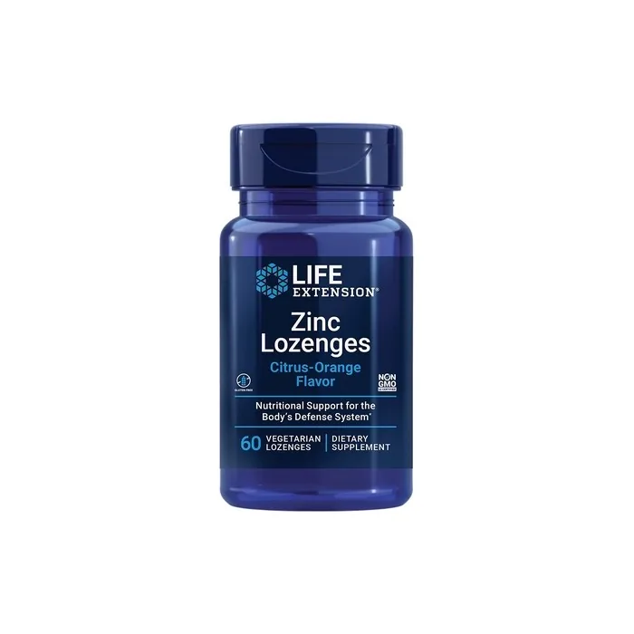 Life Extension Zinc Lozenges Citrus-Orange Flavor for Healthy Protein Synthesis & Immune Health 60 Vegetarian Lozenges