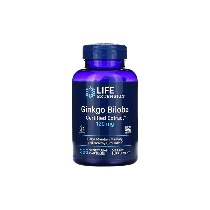 Life Extension Ginkgo Biloba Certified Extract 120mg - 365 Vegetarian Capsules