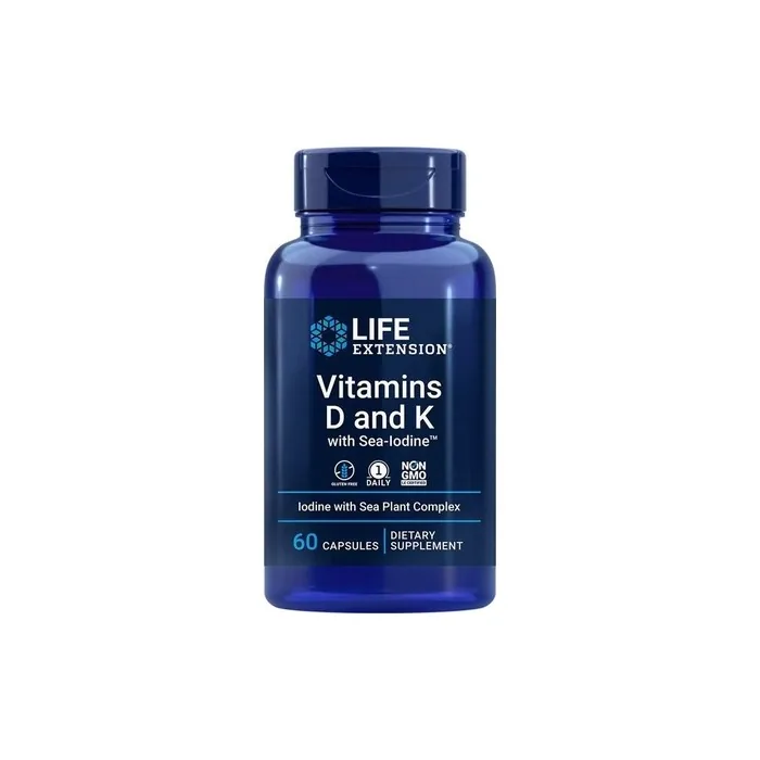 Life Extension Vitamins D and K with Sea-Iodine 60 Capsules