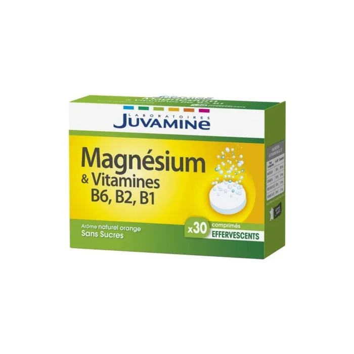 Juvamine Magnesium + Vitamins B6 B2 B1 Orange 30 Effervescent Tablets