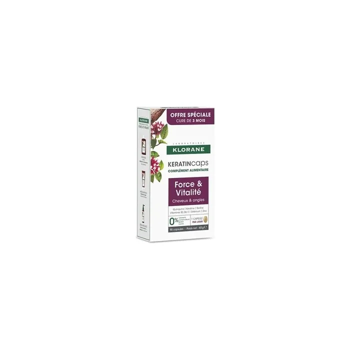 Klorane Keratin Capsules Dietary Supplement With Keratin 90 Tablets