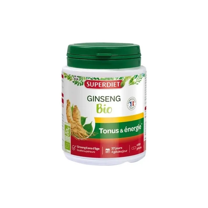 Superdiet Organic Ginseng 150 Capsules Boost Energy