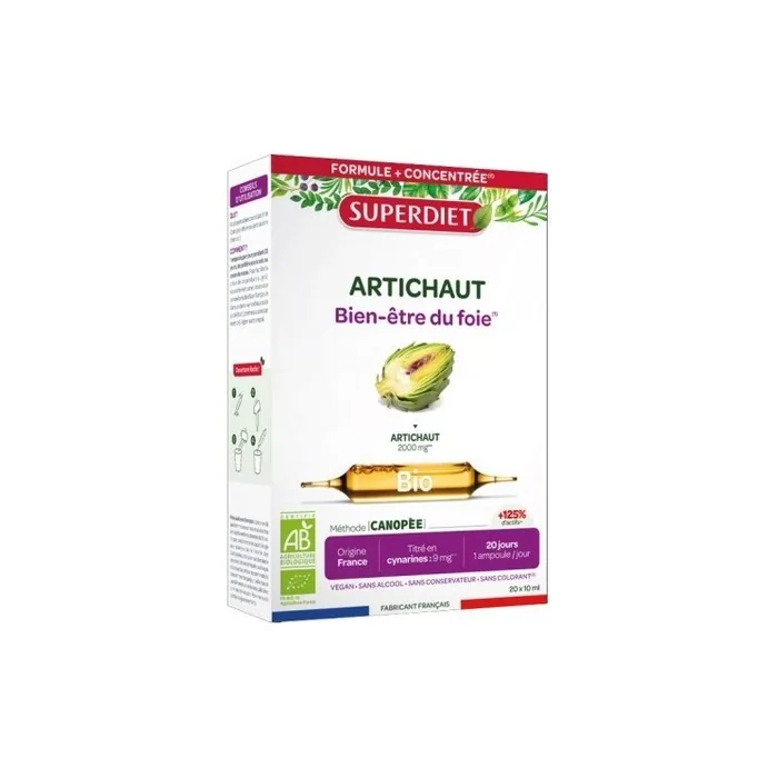 SUPERDIET Organic Artichoke Detox Supplement 20 Phials 10ml