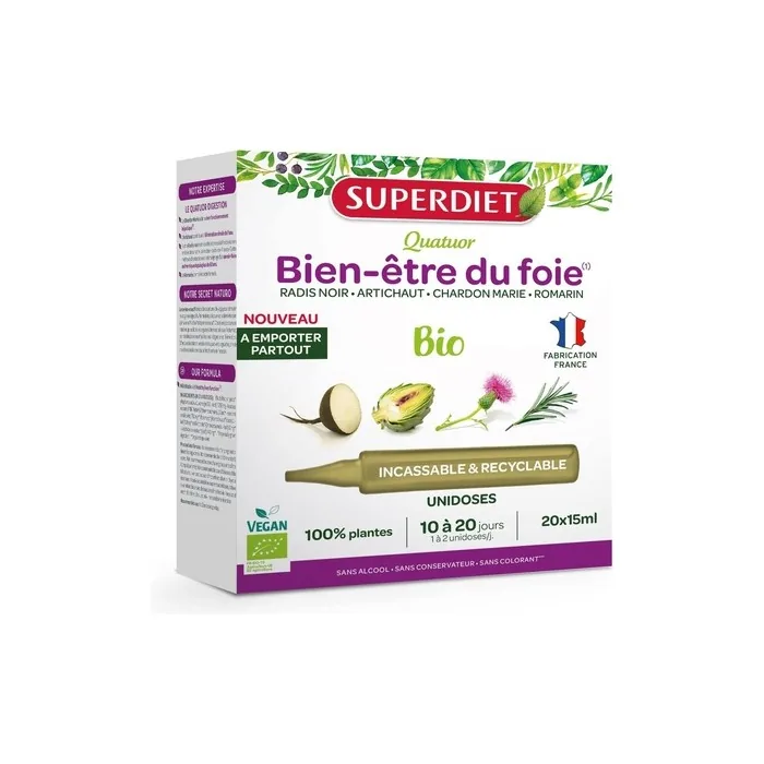 Superdiet Quatuor Organic Digestion and Liver Well-Being Black Radish Artichoke Thistle