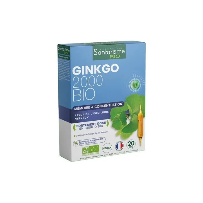 Santarome Bio Ginkgo Bio 2000 Organic Food Supplement 20 Vials