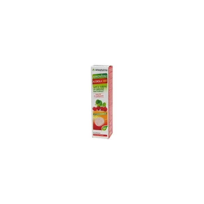 Arkopharma Arkovital Acerola 1000 Vitamin C Supplement 20 Effervescent Tablets With Red Fruit Flavor