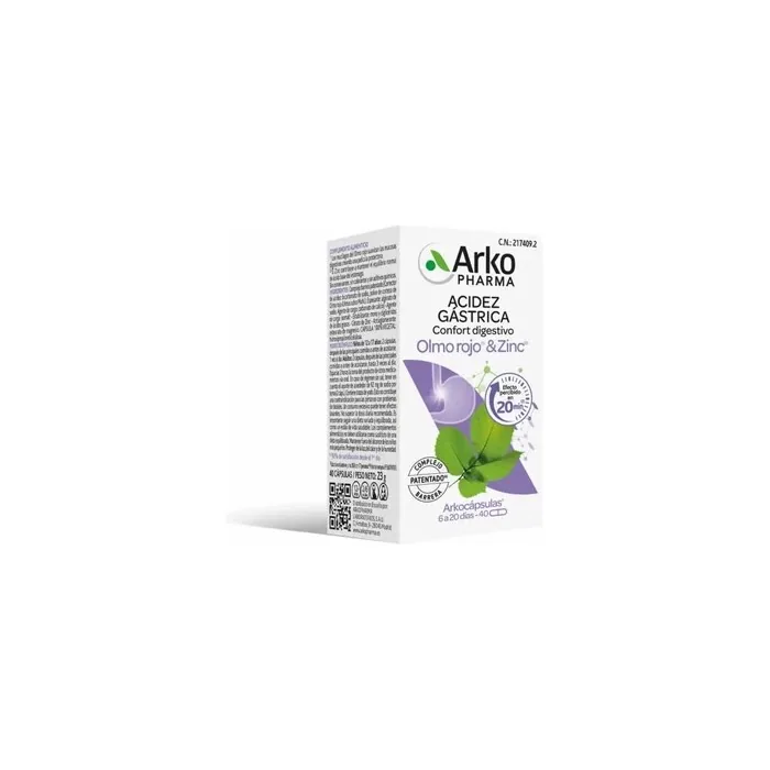 Arkopharma Gastric Acidity Digestive Comfort with Slippery Elm and Zinc 40 Capsules