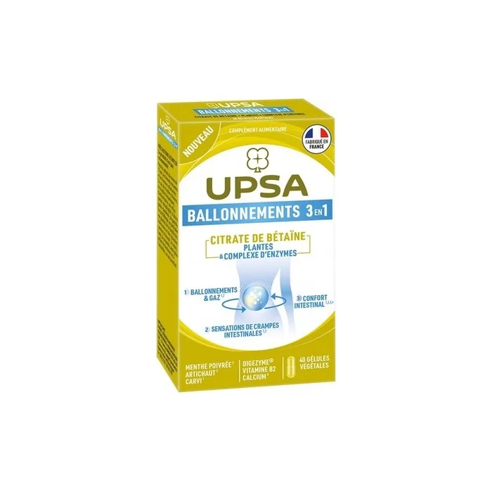 Upsa Dietary Supplement 3 in 1 for Bloating Made in France