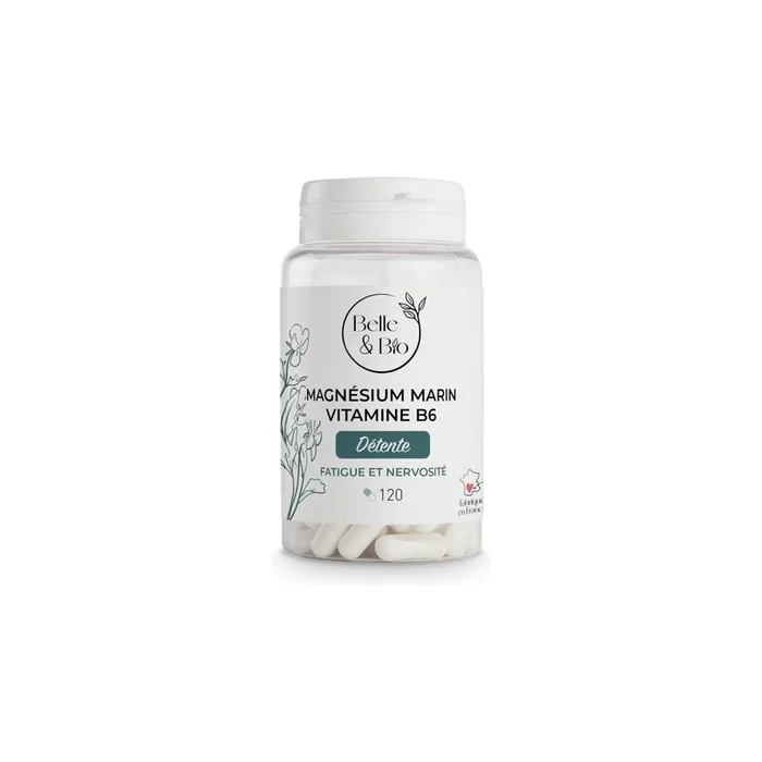 Marine Magnesium & Vitamin B6 Supplement for Fatigue Relief and Relaxation 120 Capsules