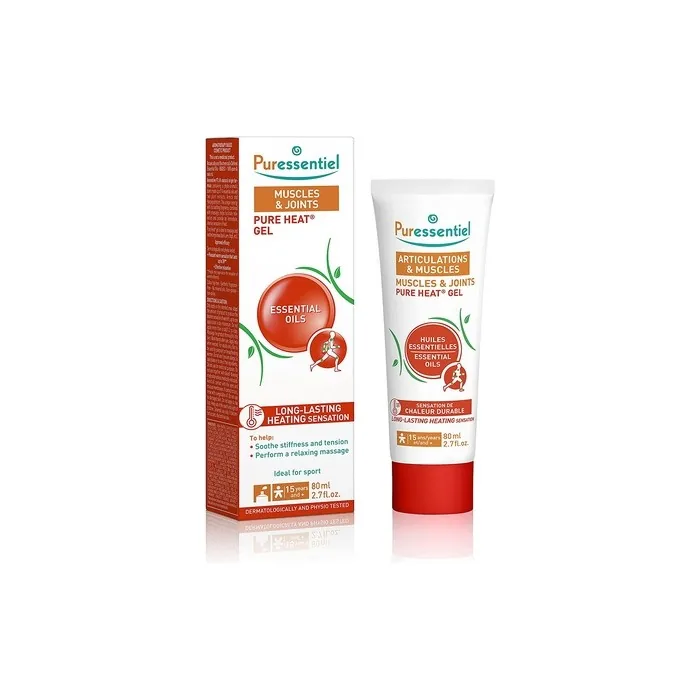 Puressentiel Muscles & Joints Pure Heat Gel 80ml with Arnica and Harpagophytum for Back, Arm, and Thigh - 100% Pure Essential Oils - Relieves Muscle Contractures and Stiffness with Lasting Heating Sensation - White
