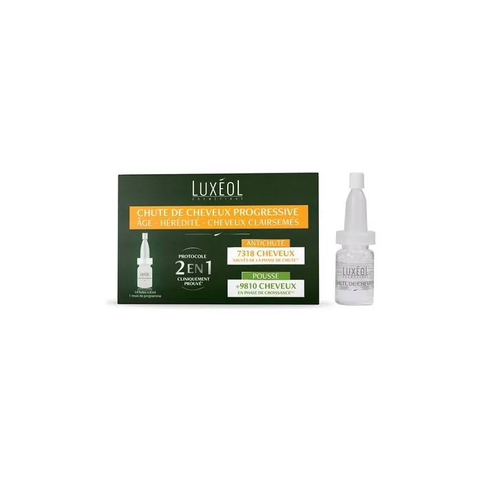 Luxéol 3 in 1 Progressive Hair Loss Treatment - 1 vial = 6 ml 1 box = 14 vials = 1 month