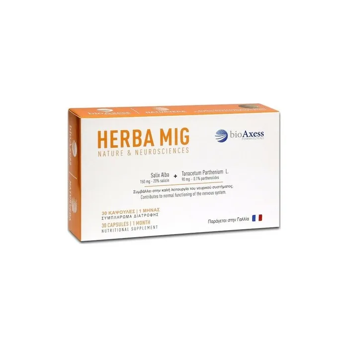 Bioaxeess Herba Mig Dietary Supplement For The Prevention Of Migraines 30 Capsules