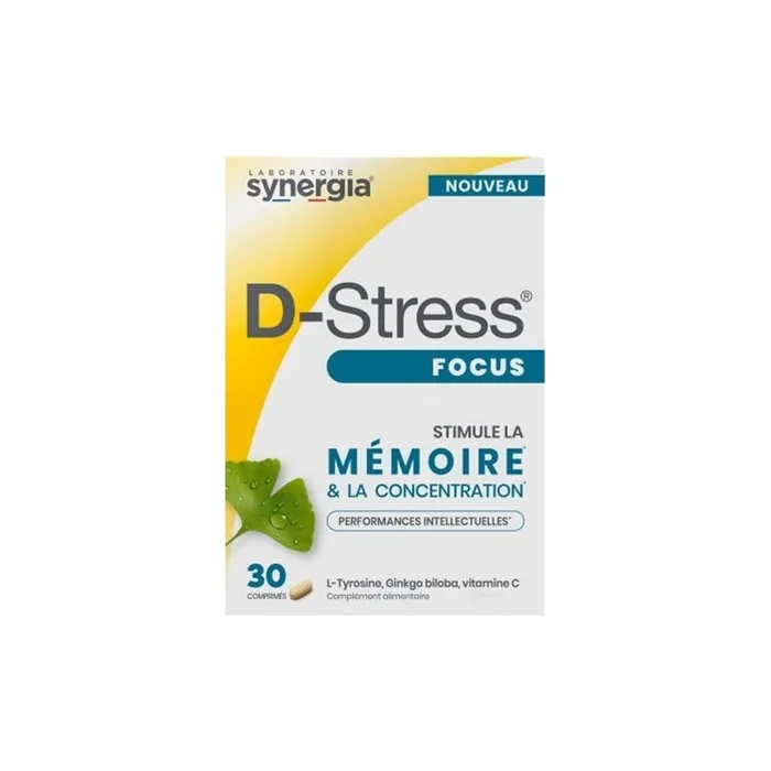 Synergia D-Stress Focus Dietary Supplement with L-Tyrosine 30 Tablets