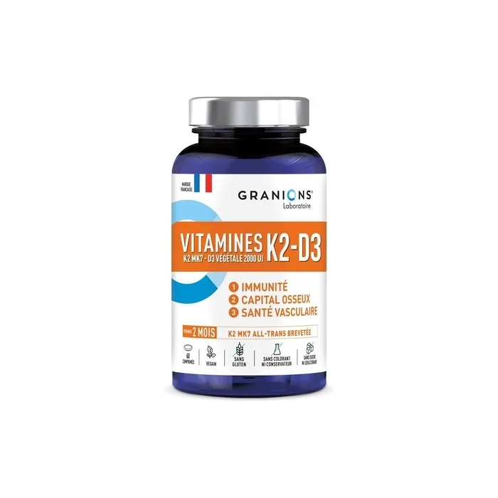 Granions Vitamin D3 K2 MK7 - 2000 IU D3 + 200mg K2 Supplement