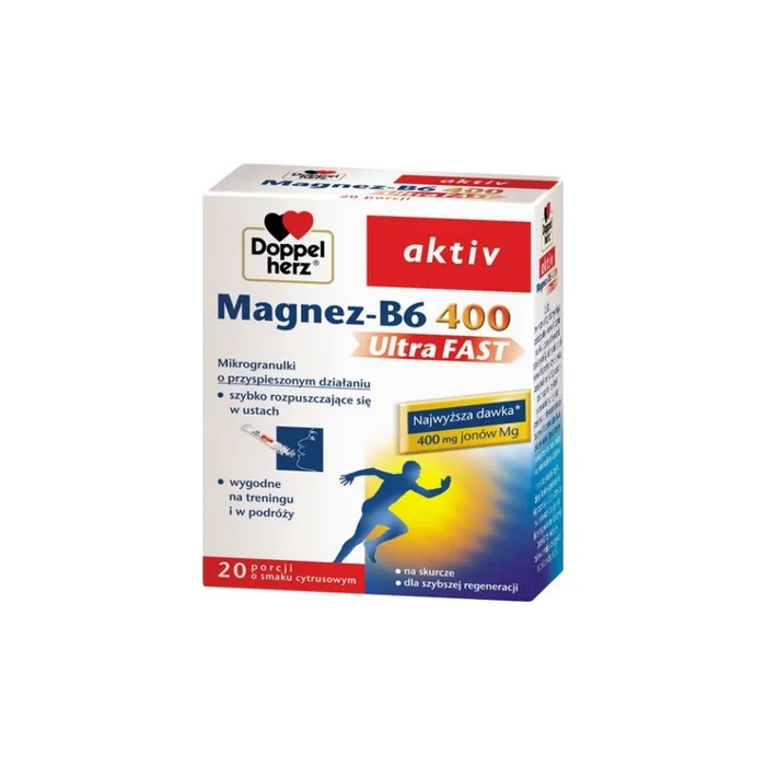 MAGNEZ B6 400 Magnesium 20 Sachets - Nervous System, Stress, Muscles, Cramps, Heart