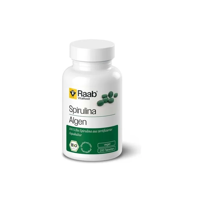 Raab Vitalfood Organic Spirulina Tablets 200 Pieces Vegan Laboratory Tested Glutenfree With Vitamin A And Vitamin K No Additives Microalgae 80g