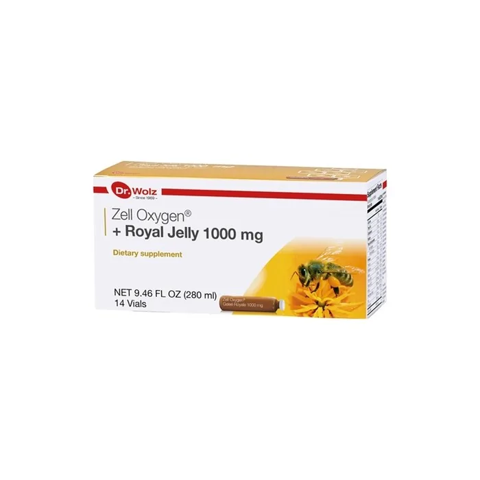 Zell Oxygen + Royal Jelly 1000mg Supplement 14 Vials Pure Bee Gold Vitamin B Biotin Energy Metabolism Booster Help Restore Healthy Radiant Skin