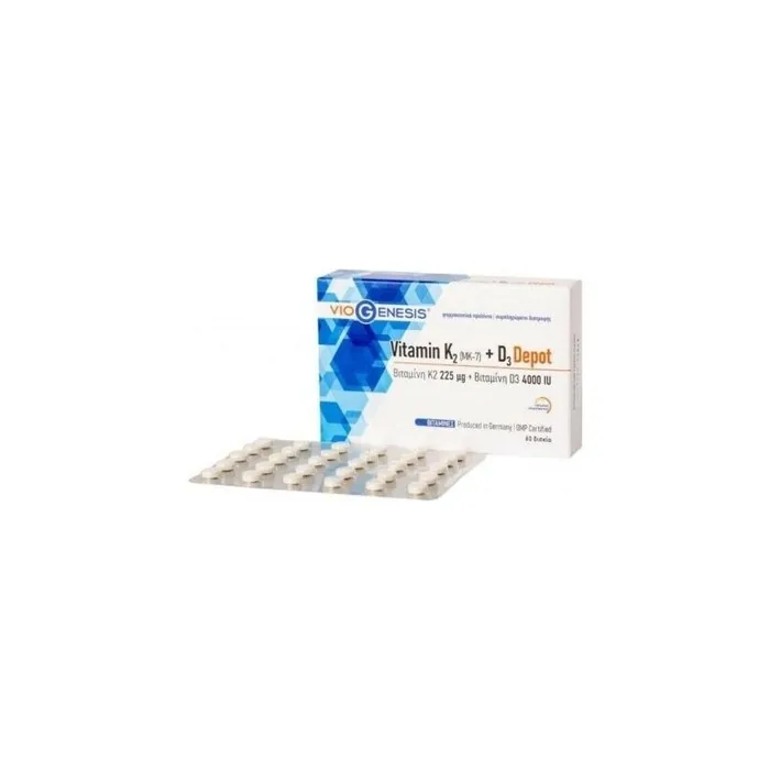 Viogenesis Vitamin K2 225 ?g and Vitamin D3 4000IU Depot 60 Tablets
