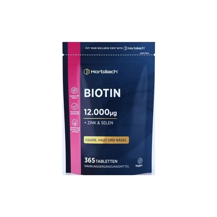 Biotin High Dose 12,000 Mcg Hair Growth Skin Nails 365 Tablets Vegan