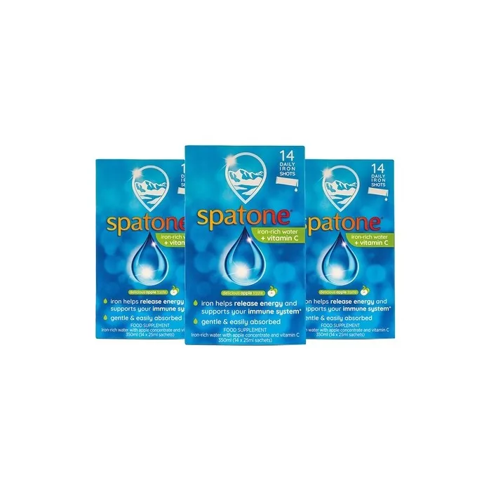 Nelsons Spatone Iron-Rich Water Natural Supplement Shot Apple Flavour with Vitamin C 42 Sachets 25ml - Pack of 3