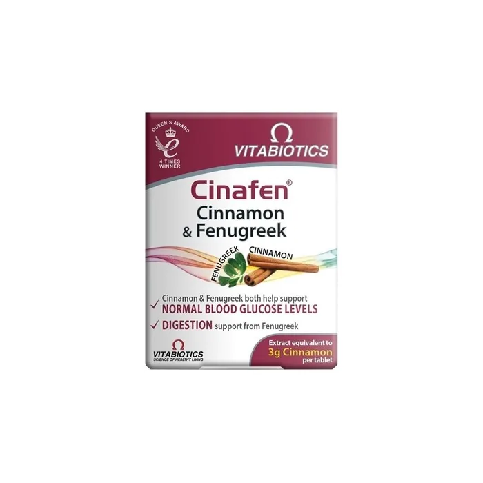 Vitabiotics Cinafen Cinnamon & Fenugreek Dietary Supplement 60 Tablets