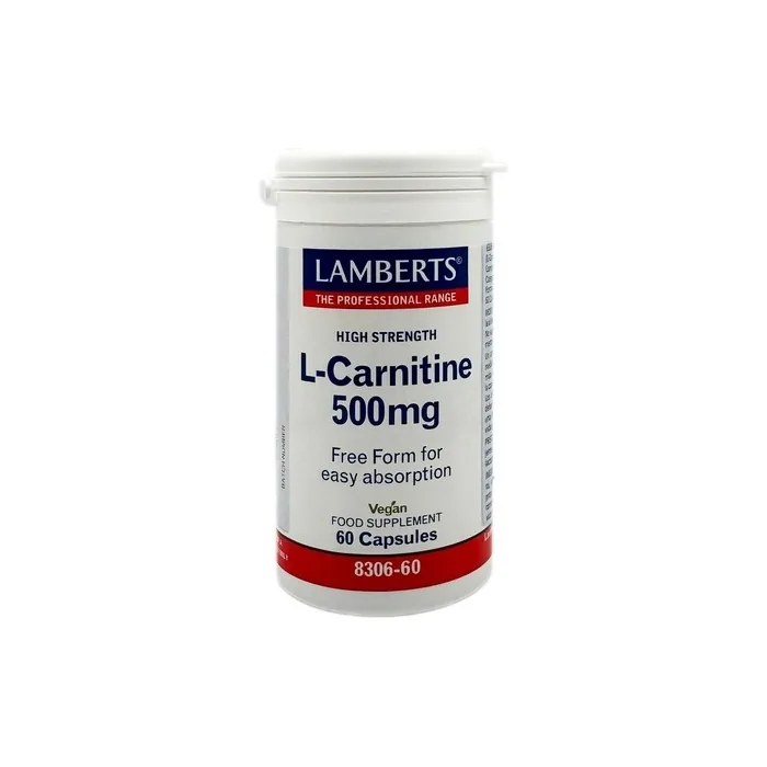 Lamberts L-Carnitine 500mg 60 Capsules Pure Free-Form Carnitine
