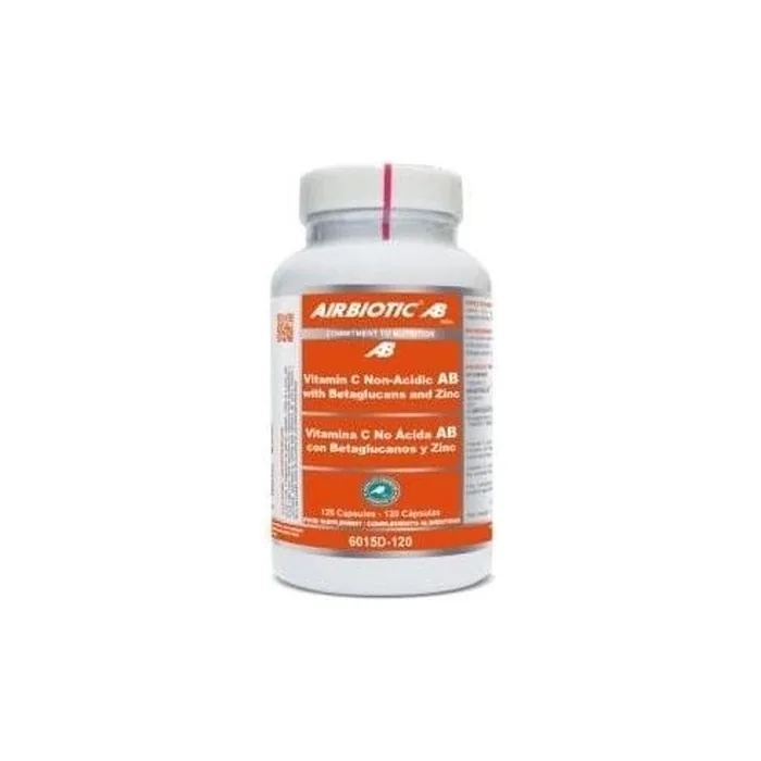 Airbiotic Non-Acidic Vitamin C with Beta-Glucans and Zinc 120 Capsules