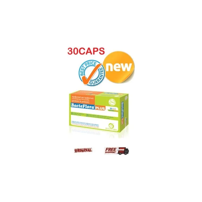 Holistic Med BacteFlora Plus Prebiotics FOS Probiotics 20 Billion CFU 30 Capsules