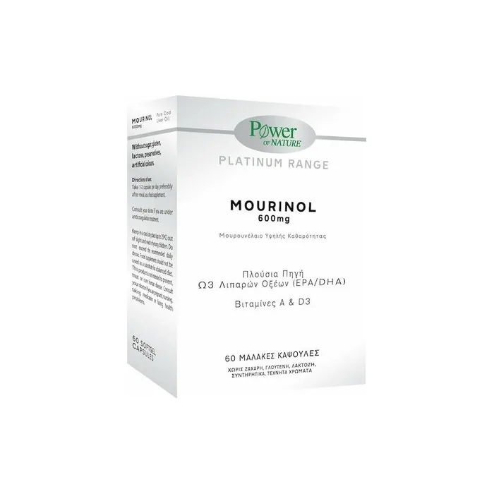 Power Health Power Of Nature Platinum Range Mourinol 600mg Dietary Supplement With High Purity Mackerel Oil 60 Soft Capsules