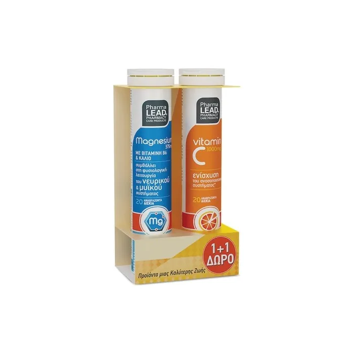 Pharmalead Magnesium With Vitamin C 6 20 Effervescent Tablets 1000mg Orange Flavor