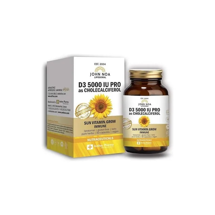 John Noa D3 5000 Iu Pro As Cholecalciferol Liposomal Dietary Supplement With Vitamin D3 90 Capsules