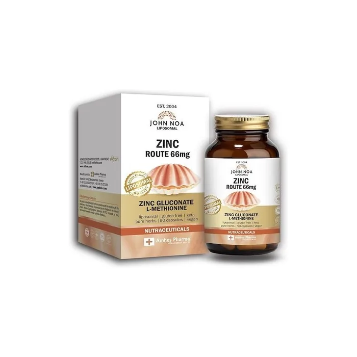 John Noa Zinc Route 66mg Zinc Gluconate Lmethionine Liposomal Supplement 90 Capsules