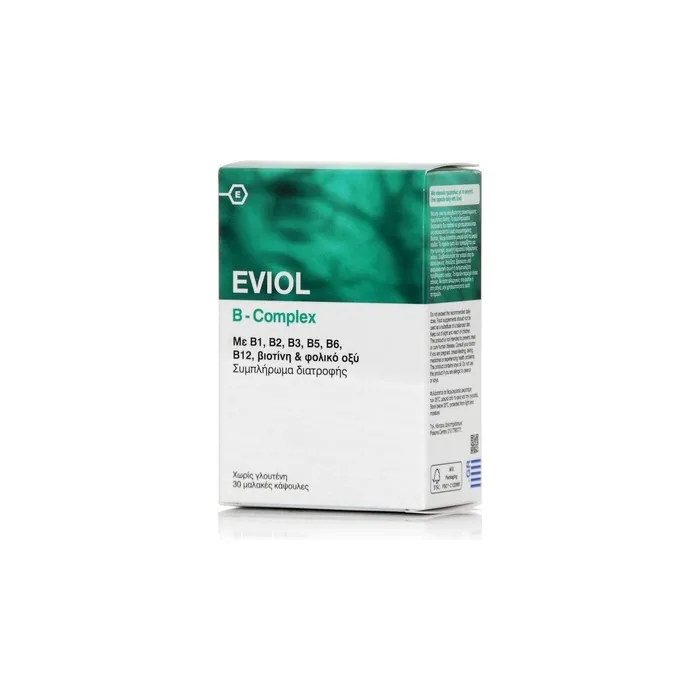 Eviol B-Complex 60 Softgels with B1, B2, B3, B5, B6, B12, Biotin and Folic Acid