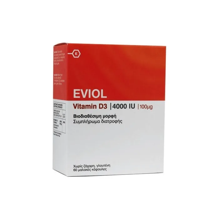 Eviol Vitamin D3 4000 Iu 100 Mcg Dietary Supplement With D3 60 Soft Capsules