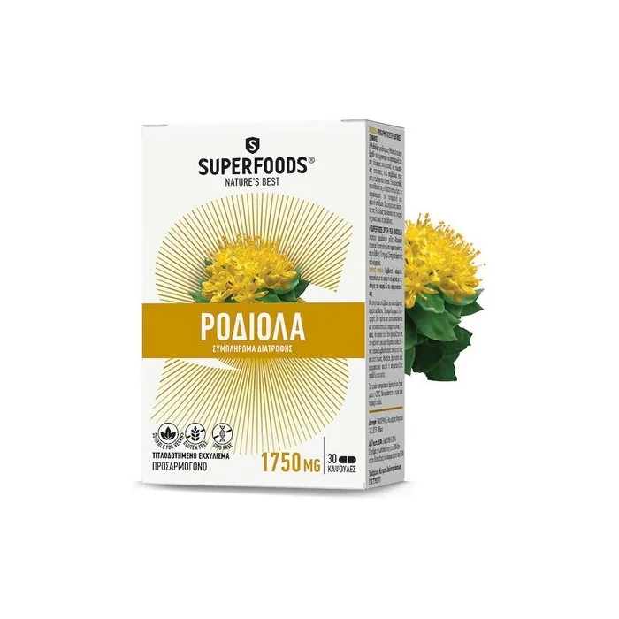Superfoods Rhodiola Dietary Supplement For Stress Relief 30 Capsules