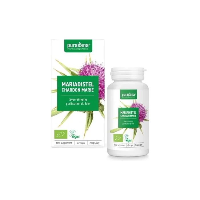 Purasana Organic Milk Thistle Highly Concentrated Extract 60 Vegetable Capsules
