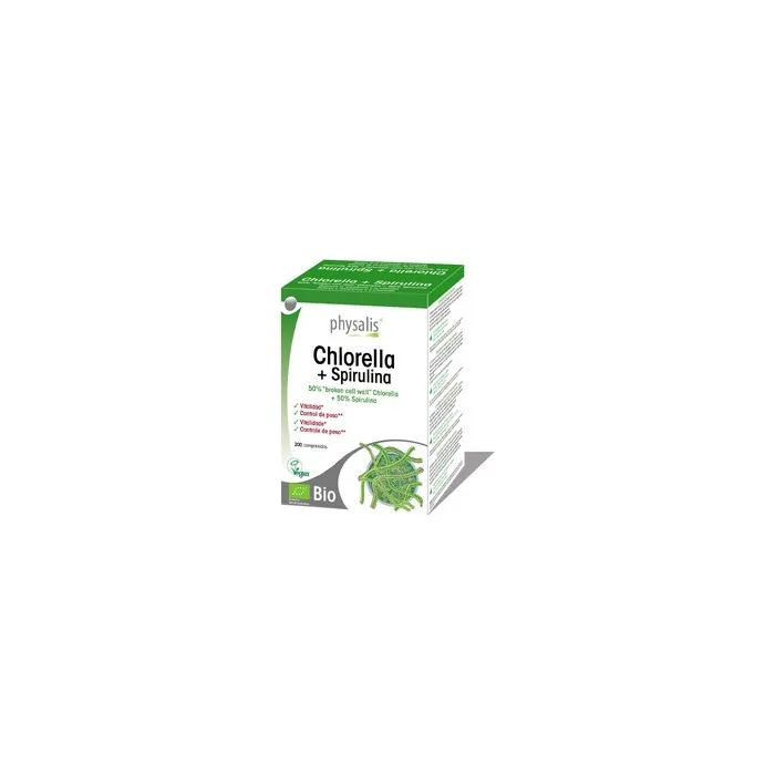 Physalis Organic Chlorella and Spirulina Supplement 200 Tablets