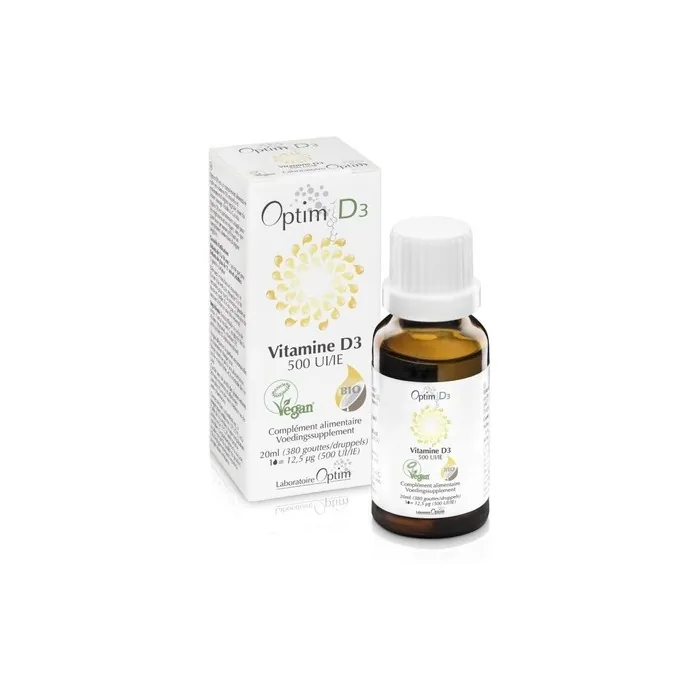 Plant-Based Vitamin D Supplement Vegan Vitamin D3 500 IU per Drop in Coconut Oil Children Adults Optim D3