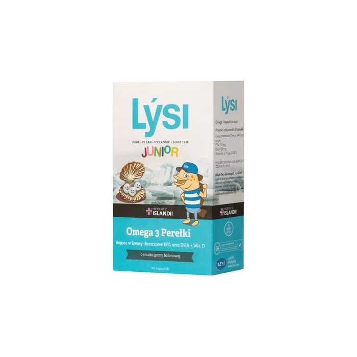Lysi Junior Omega 3 Dietary Supplement Bubble Gum Flavor Pearls 60 Capsules